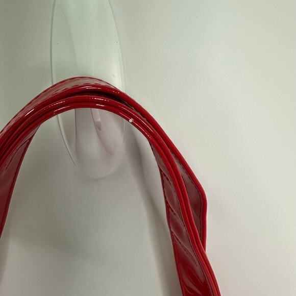 Carolina Herrera Good Girl Red Patent Tote Bag with Embossed Logo - Picture 5 of 12